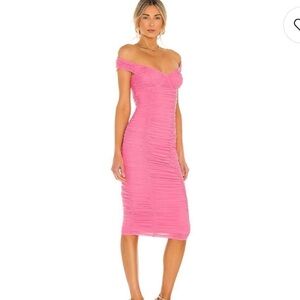 EUC MAJORELLE Tabitha Ruched Midi Dress Pink size Small